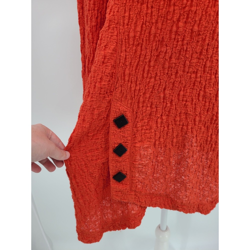 Ali Miles Asymmetrical Boho Lagenlook Tunic Top L Women Red Crinkle Textured - Picture 3 of 12
